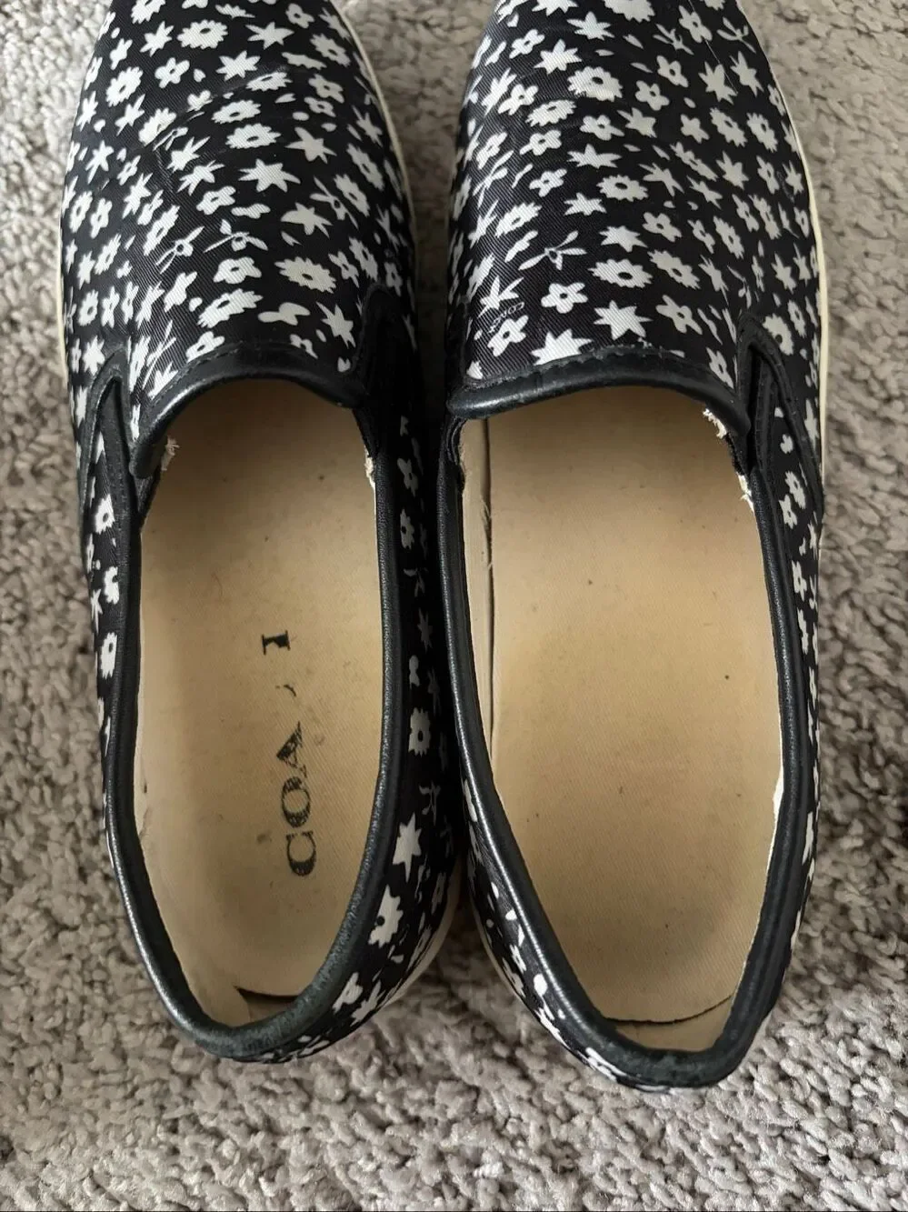 Coach Women’s Slip-On Sneaker Floral Leather Trim Shoes Size 8 G2680